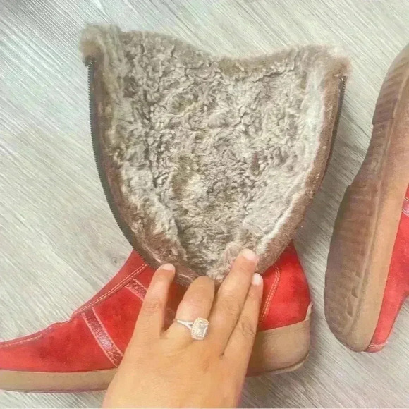 AQUATALIA ORANGE SUEDE WINTER BOOTS MADE IN ITALY SQUARE TOE WEDGE SIZE 8 - Picture 10 of 15